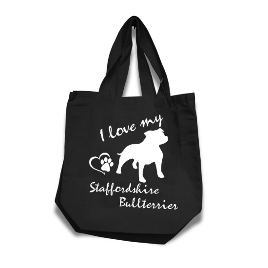 Staffordshire Bullterrier tygkasse med korta handtag - Stilfull och praktisk - Torshammarens