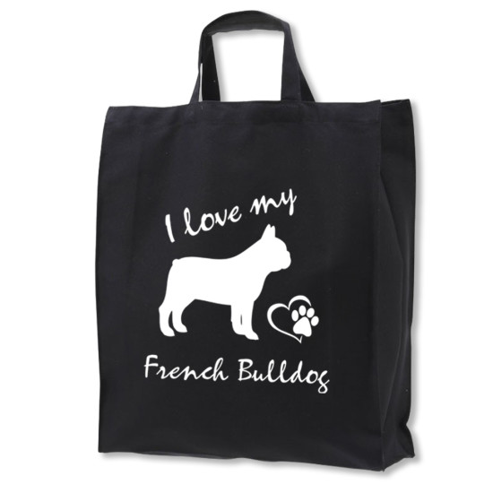Fransk Bulldog tygkasse med korta handtag - Stilfull och praktisk - Torshammarens