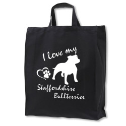 Staffordshire Bullterrier tygkasse korta handtag