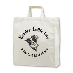 Border Collie Love - tygkasse korta handtag