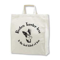 Boston Terrier Love - tygkasse korta handtag