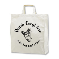 Welsh corgi Love - tygkasse korta handtag