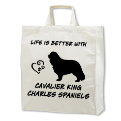 Cavalier King Charles Spaniel tygkasse korta handtag