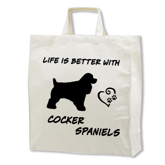 Cocker Spaniel tygkasse med korta handtag - Stilfull och praktisk - Torshammarens