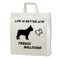 Fransk Bulldog tygkasse korta handtag