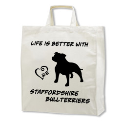 Staffordshire Bullterrier tygkasse korta handtag