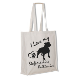 Staffordshire Bullterrier tygkasse långa handtag