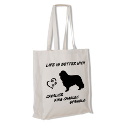 Cavalier King Charles Spaniel tygkasse långa handtag