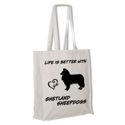 Shetland Sheepdog tygkasse långa handtag