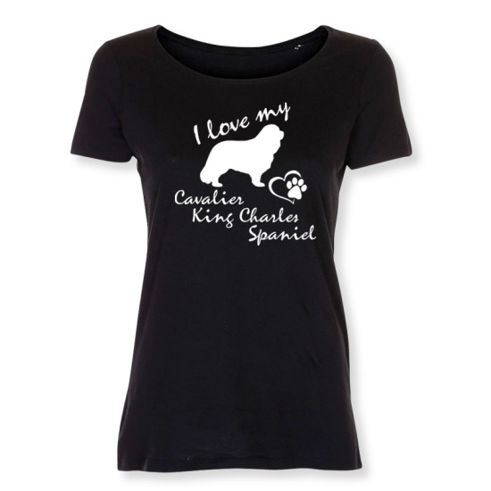 Dam T-shirt med Cavalier King Charels Spaniel motiv - Torshammarens
