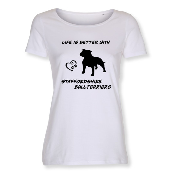 Dam T-shirt med Staffordshire Bullterrier motiv - Torshammarens
