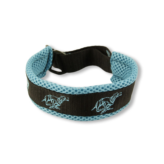Broderat halvstryp-halsband med springande whippet – Meshfoder | Torshammarens