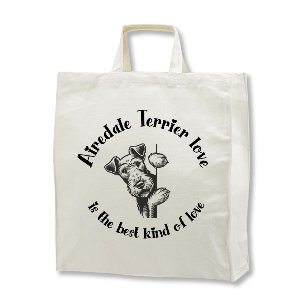 Airedale Terrier tygkasse med korta handtag - Stilfull och praktisk - Torshammarens