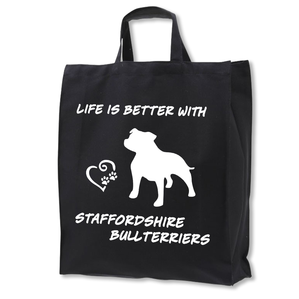 Staffordshire Bullterrier tygkasse med korta handtag - Stilfull och praktisk - Torshammarens