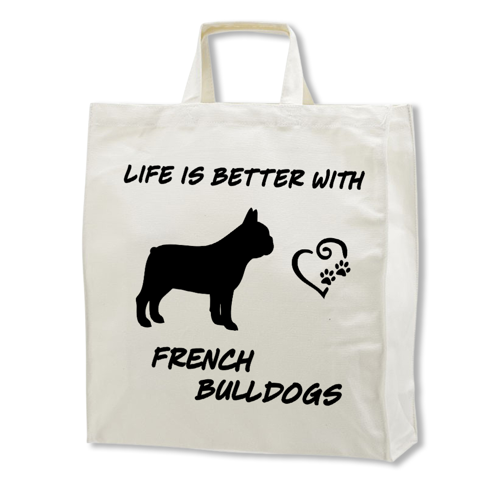 Fransk Bulldog tygkasse med korta handtag - Stilfull och praktisk - Torshammarens