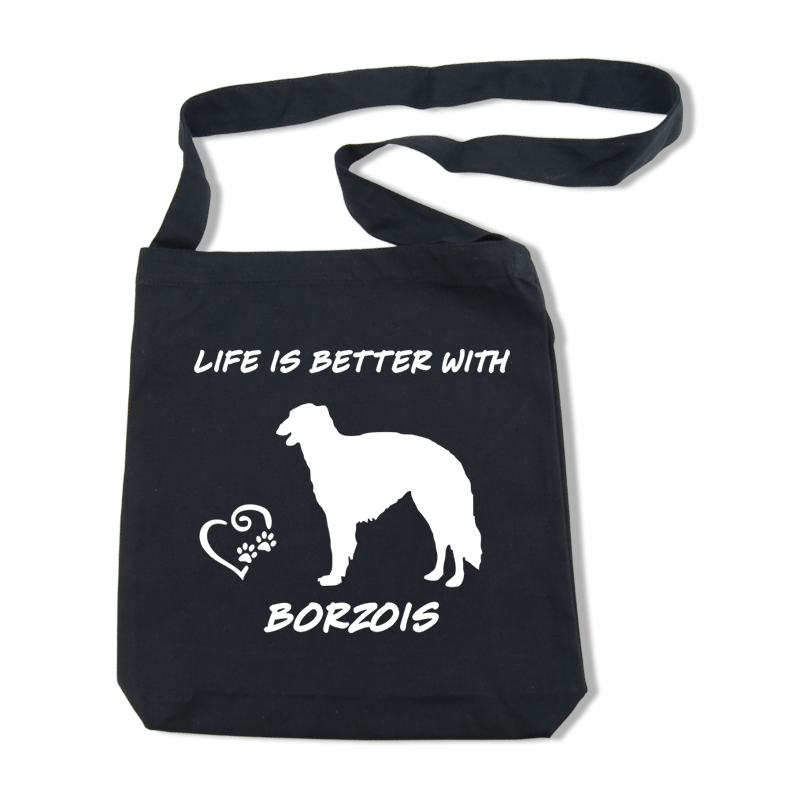 Borzoi axelväska - Tygkassar med hundmotiv - Torshammarens